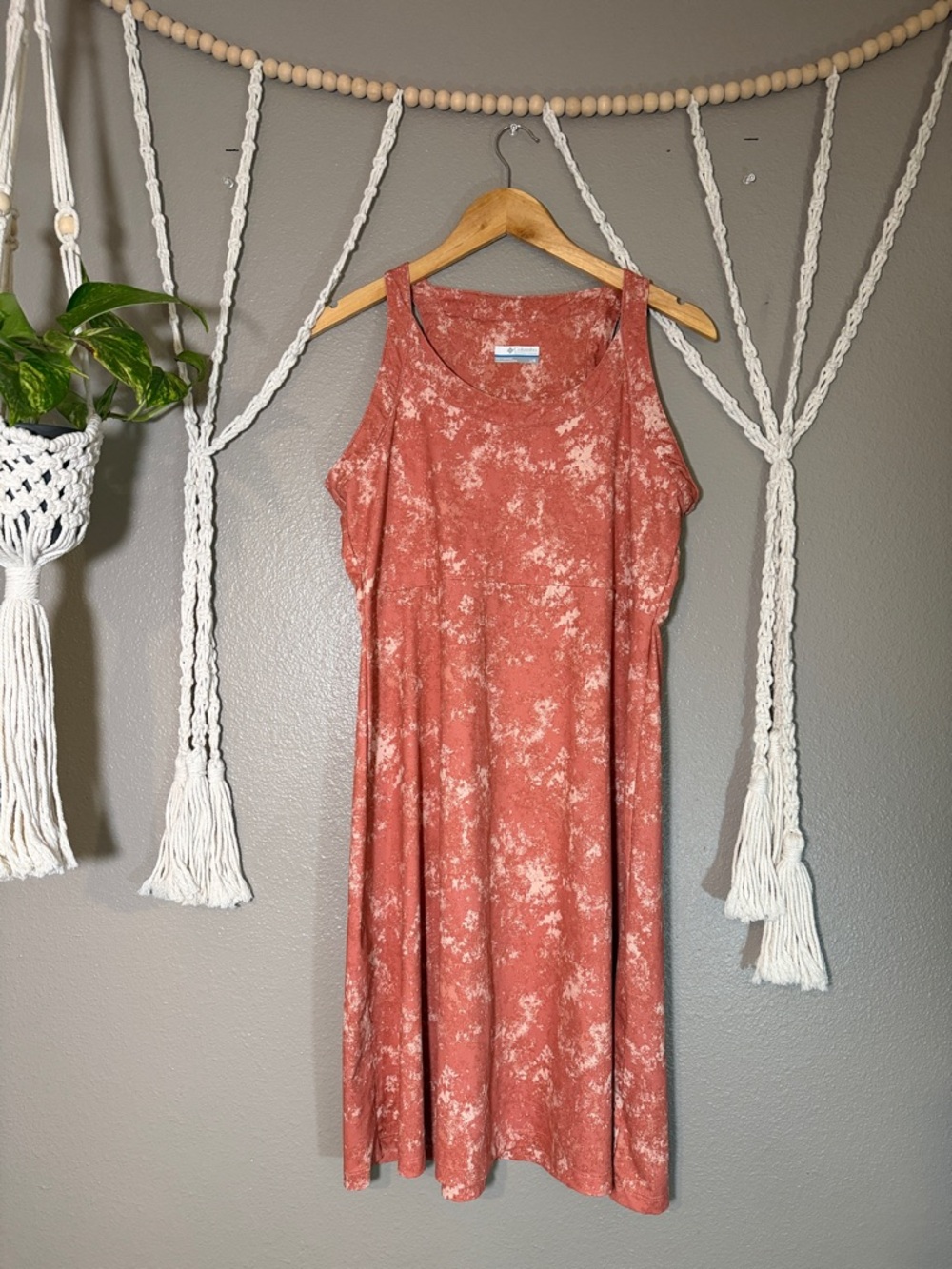 COLUMBIA Rust-Pink Cold Shoulder Midi Dress  Size Large